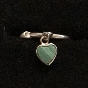 Heart Turquoise stone Sterling Silver Dangling Rin